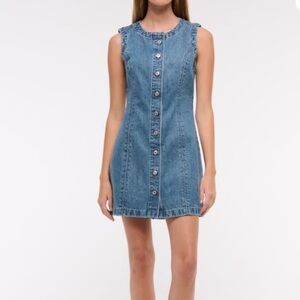 Abercrombie & Fitch Denim Mini Jean Dress Medium Button Front Y2K 90s casual